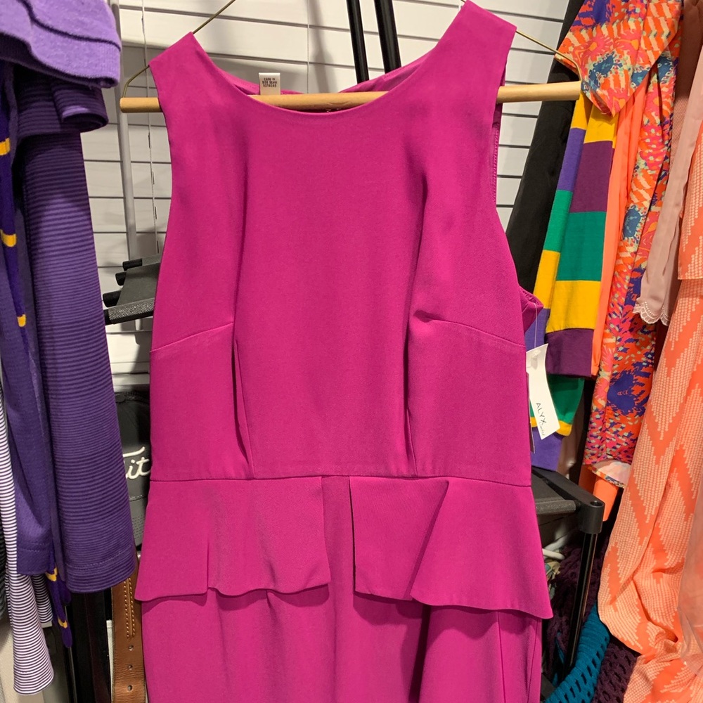 Peplum plum purple sleeveless cocktail dress